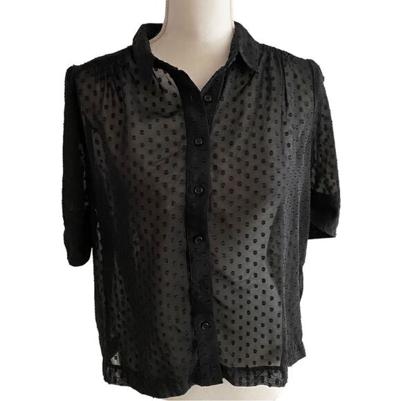 Louche Sheer Black Blouse Size 12 - Picture 1 of 6